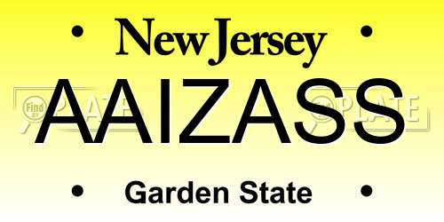 AAIZASS New Jersey License Plate