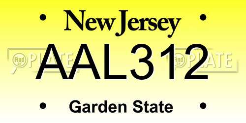 AAL312 New Jersey License Plate