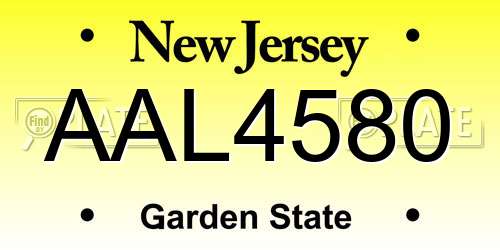 AAL4580 New Jersey License Plate