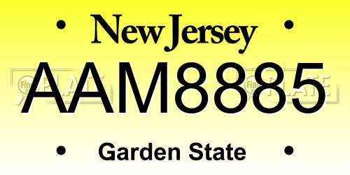AAM8885 New Jersey License Plate