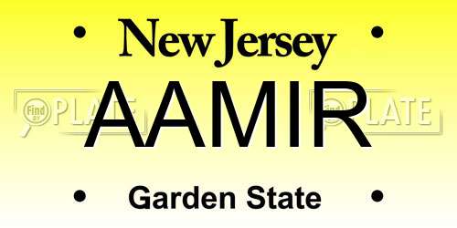 AAMIR New Jersey License Plate