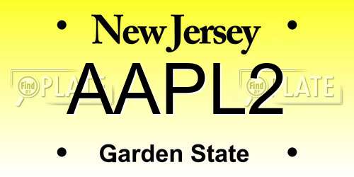 AAPL2 New Jersey License Plate