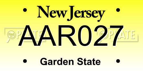 AAR027 New Jersey License Plate