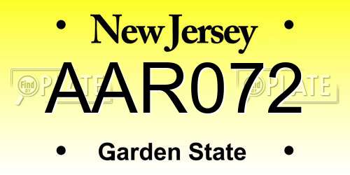 AAR072 New Jersey License Plate