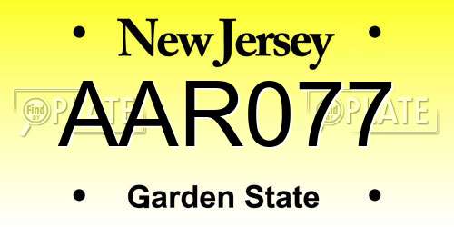 AAR077 New Jersey License Plate