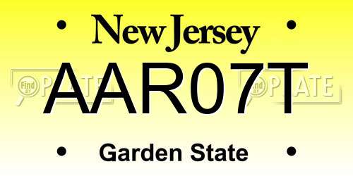 AAR07T New Jersey License Plate