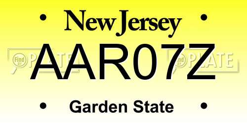 AAR07Z New Jersey License Plate