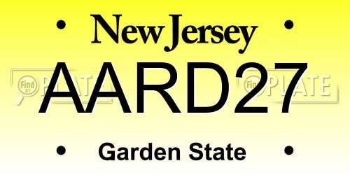 AARD27 New Jersey License Plate