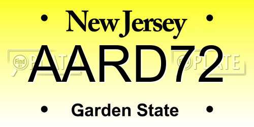 AARD72 New Jersey License Plate