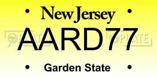 AARD77 New Jersey License Plate