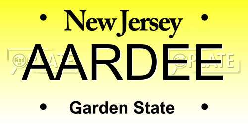 AARDEE New Jersey License Plate