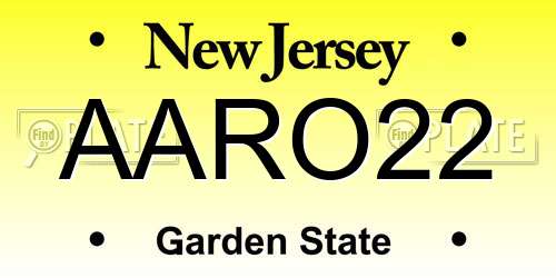 AARO22 New Jersey License Plate