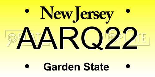 AARQ22 New Jersey License Plate