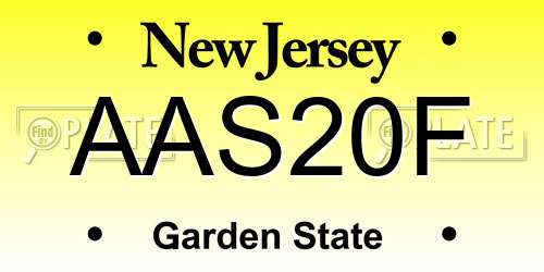 AAS20F New Jersey License Plate