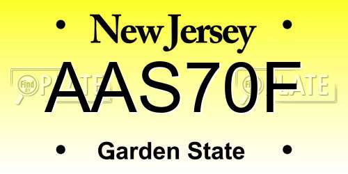 AAS70F New Jersey License Plate