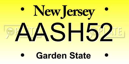 AASH52 New Jersey License Plate