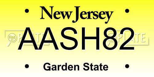 AASH82 New Jersey License Plate