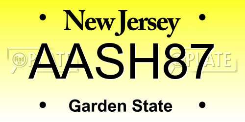 AASH87 New Jersey License Plate