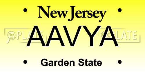 AAVYA New Jersey License Plate