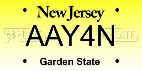 AAY4N New Jersey License Plate
