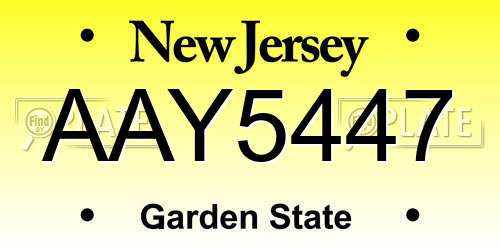 AAY5447 New Jersey License Plate