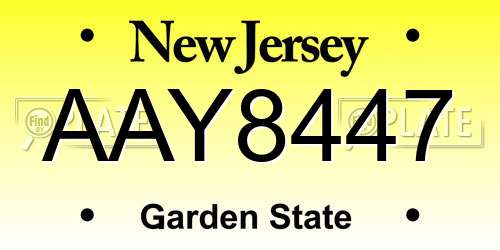AAY8447 New Jersey License Plate