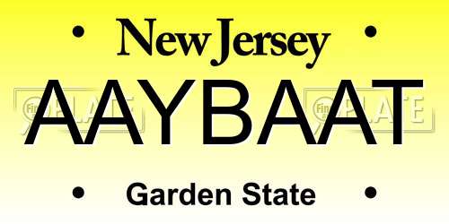 AAYBAAT New Jersey License Plate