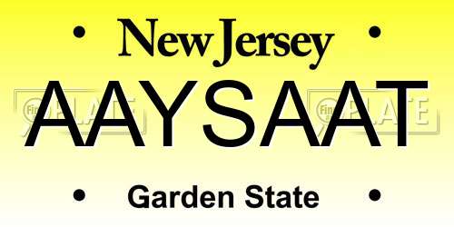AAYSAAT New Jersey License Plate