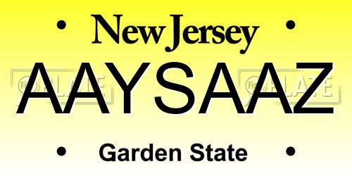 AAYSAAZ New Jersey License Plate