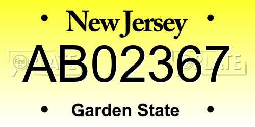AB02367 New Jersey License Plate
