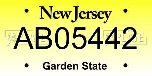 AB05442 New Jersey License Plate