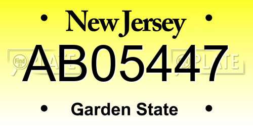 AB05447 New Jersey License Plate