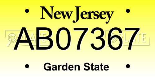 AB07367 New Jersey License Plate