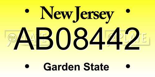 AB08442 New Jersey License Plate