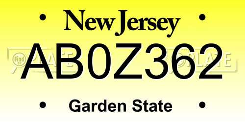 AB0Z362 New Jersey License Plate