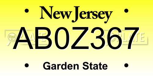 AB0Z367 New Jersey License Plate