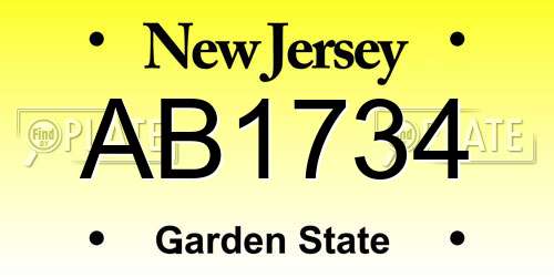 AB1734 New Jersey License Plate