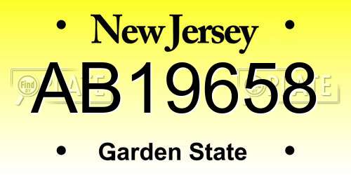 AB19658 New Jersey License Plate