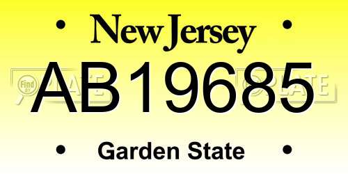AB19685 New Jersey License Plate