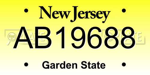 AB19688 New Jersey License Plate