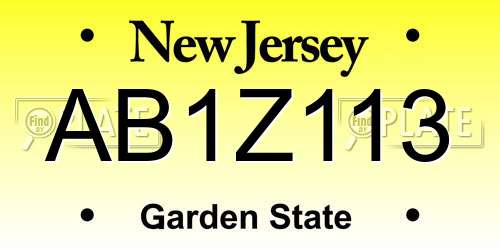 AB1Z113 New Jersey License Plate