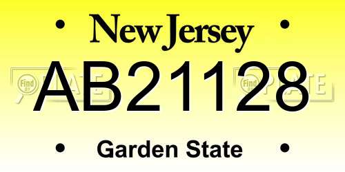 AB21128 New Jersey License Plate