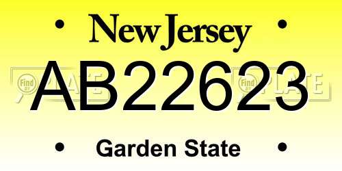 AB22623 New Jersey License Plate