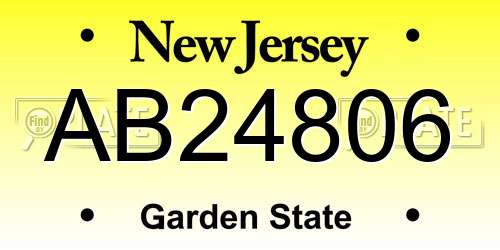 AB24806 New Jersey License Plate