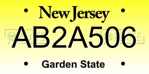 AB2A506 New Jersey License Plate
