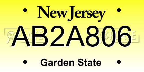 AB2A806 New Jersey License Plate