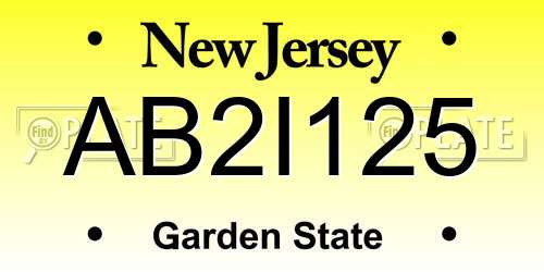 AB2I125 New Jersey License Plate