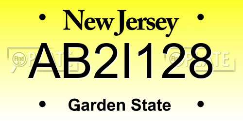 AB2I128 New Jersey License Plate