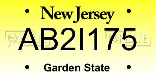 AB2I175 New Jersey License Plate