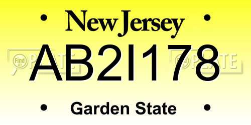 AB2I178 New Jersey License Plate